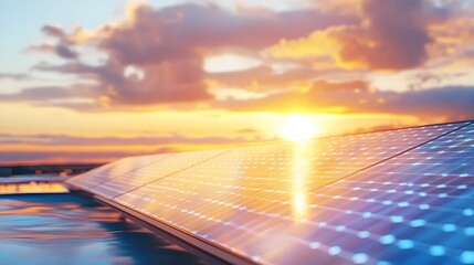 Solar Panels Sunset Energy Clean Power Renewable