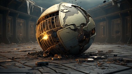 Futuristic globe banner design with breaking news text for a tech forward aesthetic