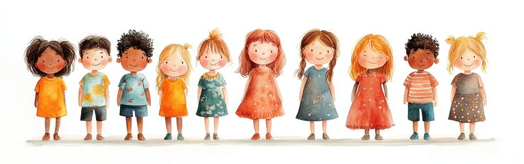 Joyful Gathering of Diverse Children in Spring