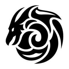 Vector art with black stylized dragon head