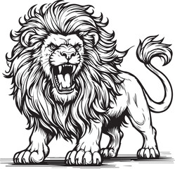A lion line art coloring book illustration for kids