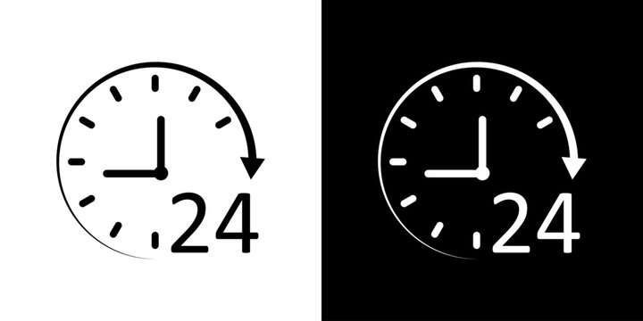 Twenty four time icon. 24hrs support service symbol. Same day delivery sign.