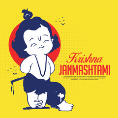 Happy Krishna Janmashtami celebration Indian festival social media post banner poster, Dahi Handi