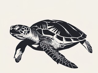 Obraz premium Black and White Turtle Logo