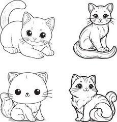 A cat line art coloring book illustration for kids