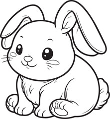 Rabbit line art coloring book illustration