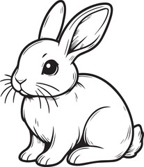 Rabbit line art coloring book illustration