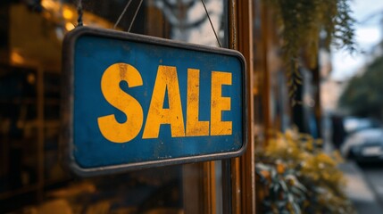 A SALE sign advertising sales and exclusive deals is displayed in a storefront. retail commercial