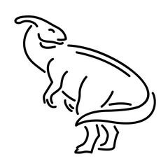 Beautiful monochrome linear vector illustration with stylized parasaurolof silhouette on the white background