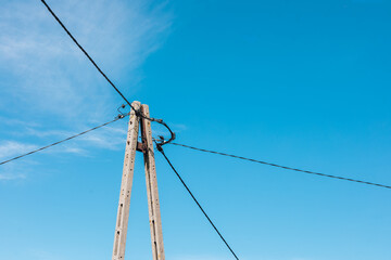 power lines on a blue background