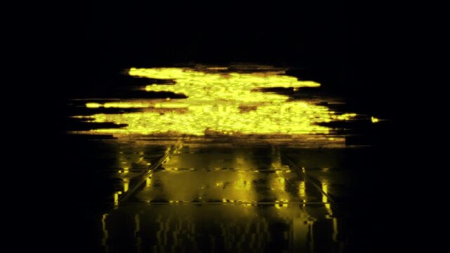 Animation loop text of To Be Continued gold neon glitch text effect cinematic title on black abstract backgroud. 