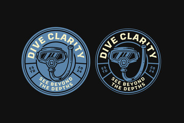 diving goggles with hose, scuba diver glasses badge logo vector collection design for adventure and diving