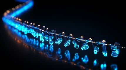 Vibrant blue matrix binary code flowing in a digital pipeline on black background