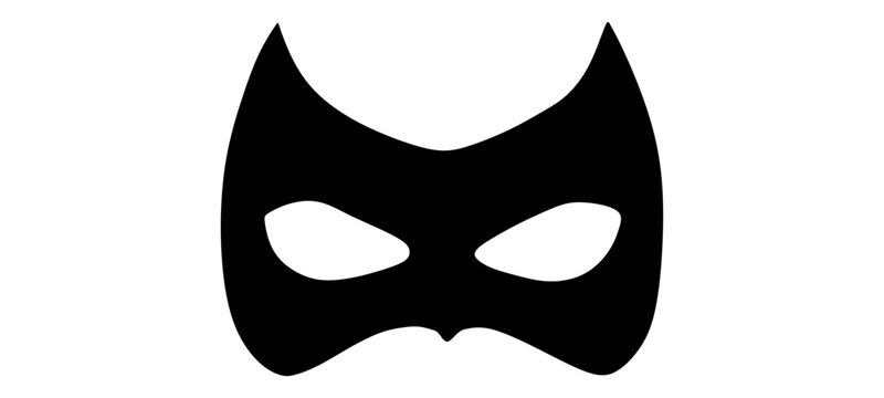 recommend clip art: Hero Mask, Mask superhero carnival villain or burgar vector icon set. Black masquerade costume eye mask silhouette hidden person face. Simple design incognito party masque shape template illustration.