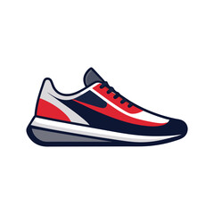 Colorful Sports Shoe Vector Orange and Navy Blue Design, Trendy Running Sneaker Illustration in Vibrant Colors