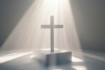 Naklejka premium very bright image of a cross on a white outdoor studio background with beautiful lighting , ai