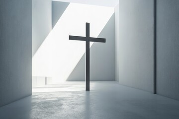 Naklejka premium very bright image of a cross on a white outdoor studio background with beautiful lighting , ai