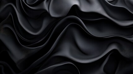 Fototapeta premium A close-up of flowing black fabric, showcasing elegant waves and textures.