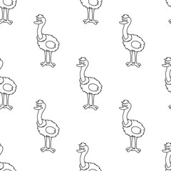 outline ostrich seamless pattern
