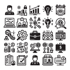 business icons set vector ,  hand drawn graphics flat icon  design isolated on white background