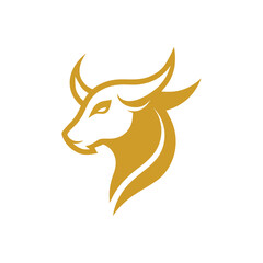 Golden Bull Logo Icon Vector Art Illustration