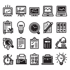 business icons set , hand drawing of graphics icon elements for business and web isolated vector on white background