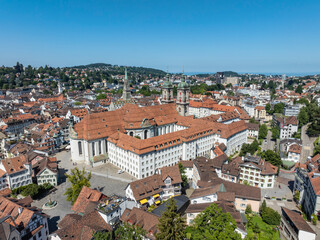 Obraz premium Luftbild von der Kathedrale und Kloster Sankt Gallen