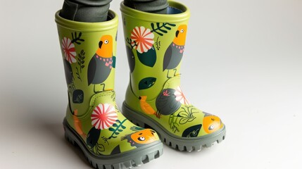 Striking Wellingtons feature cute kiwi drawings merging function with whimsy