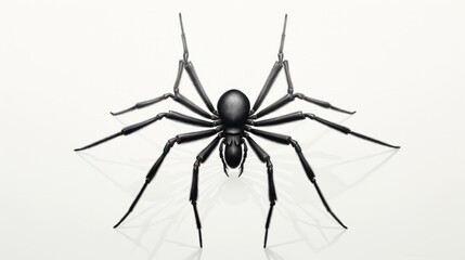 Obraz premium A detailed silhouette of a spider with outstretched legs on a crisp white background,