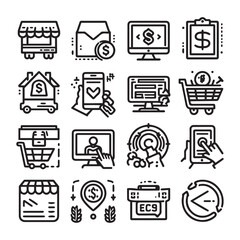 business icons for web , hand drawn set of graphics element collection isolated vector on white bakground