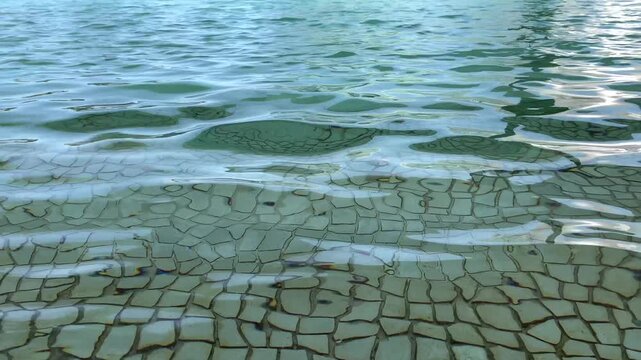 Pool made with tile. Water movement in a pool made with tile