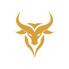 Golden Bull Logo Icon Vector Art Illustration