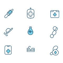 medical object icons set , hand drawn graphics medicine element for web and business isolated vector 