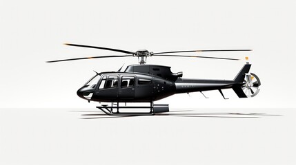 Detailed helicopter silhouette with emphasis on the rotor blades and cabin