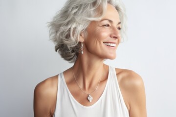 Fototapeta premium Jewelry necklace laughing smile.