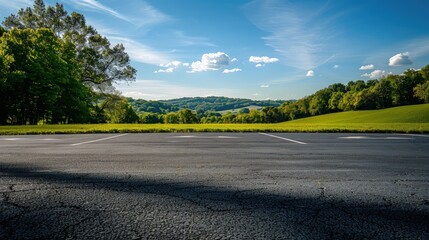 Parkplatz mit grünen Hügeln - Generative AI