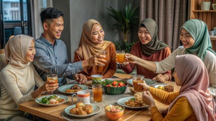  muslim families get together while celebrating