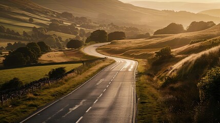 Straße bei Sonnenuntergang - Generative AI