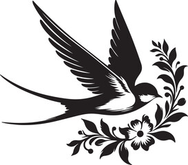 Black Drongo vecto silhouette art-04