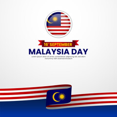 Malaysia Independence Day Celebration waving ribbon stripes Design Illustration. Template for Poster, Banner, Advertising, Greeting Card or Print Design Element