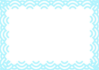 波模様を周囲に配置したコピースペース.　水色のイラストai