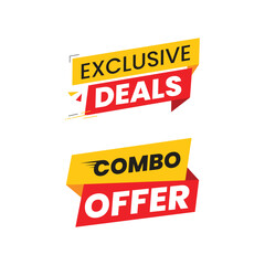 Vector combo offers and exclusive deal design-labels. Vector illustration for social media. Red yellow color combination sticker.