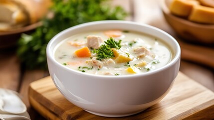 Traditional Russian Soup Served in a White Bowl