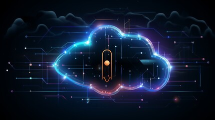 Secure cloud icon for data protection and cybersecurity services in cloud computing environments