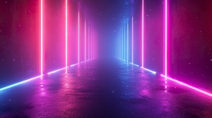 Neon lights background with a dark, abstract design