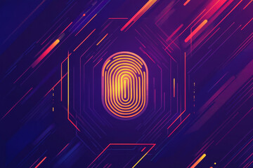 A vibrant abstract illustration of a fingerprint, symbolizing biometric security and identity verification, set against a futuristic, dynamic background.
