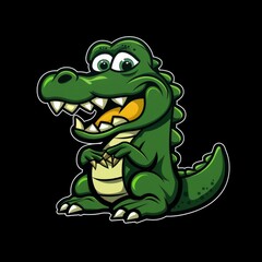 Obraz premium Cartoon crocodile mascot, drawn character