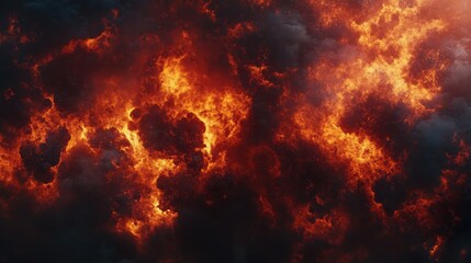 Fototapeta premium A dramatic depiction of flames and smoke, creating a fiery atmosphere.
