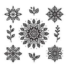 set of mandala pattern elements for decoration , art,  wallpaper, texture isolated vector on white background