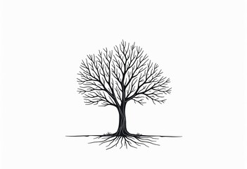 Naklejka premium Vector Line Art Tree Illustration: Celebrate World Environment Day with this Stylish Design 